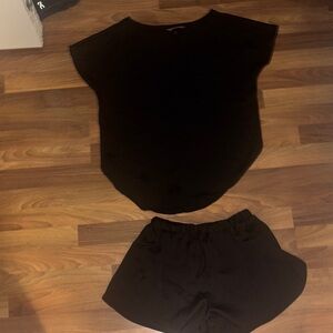 Victoria's Secret Black Top and Short Satiny Pajama Set